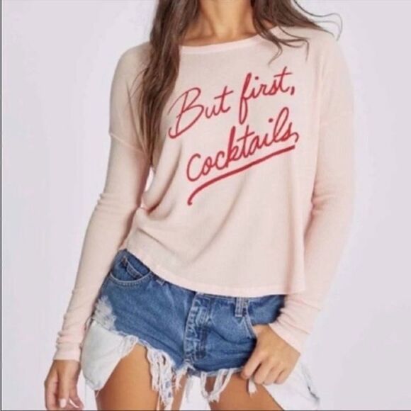WILDFOX “But First, Cocktails” Statement Sweatshirt NWT size small - Picture 1 of 9